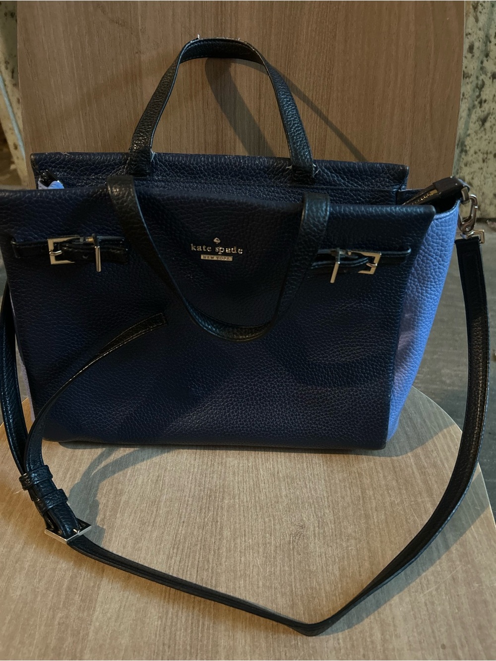 kate spade Navy & Black Pebbled Leather Satchel